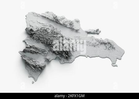 A 3d illustration of Costa Rica map with shaded relief on white background Stock Photo