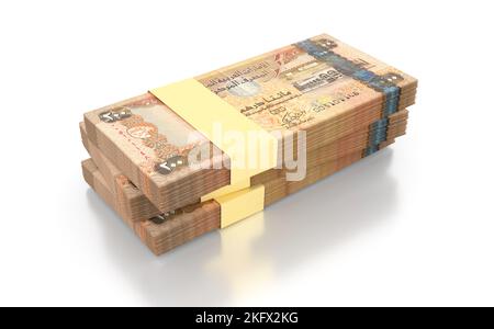 United Arab Emirates Currency Dirhams AED 200 Note isolated on White Background - 3D Illustration Render Stock Photo