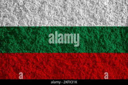 Flag of Bulgaria on a textured background. Concept collage. Stock Photo