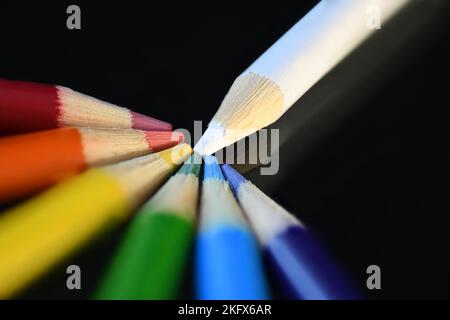White to Rainbow on dark glass Stock Photo