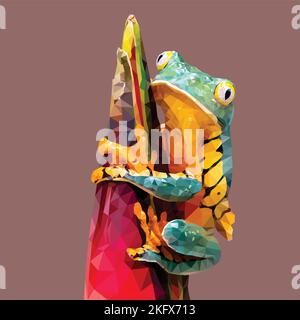 Frog low poly art , detailed vector illustration Stock Vector