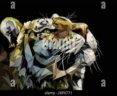 Low poly vector art of tiger illustration Stock Vector