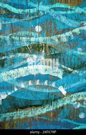 Wave patterns painted on wooden fence Stock Photo - Alamy
