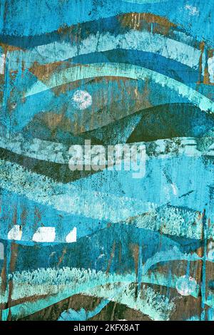 Wave patterns painted on wooden fence Stock Photo - Alamy