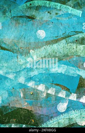 Wave patterns painted on wooden fence Stock Photo