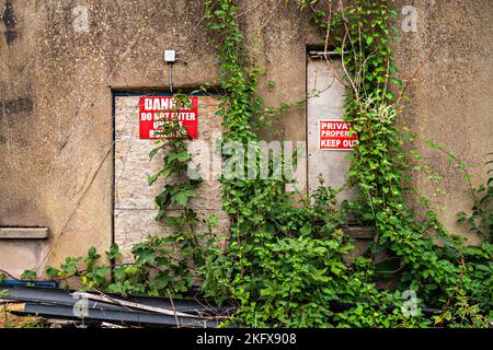 Exterior face of derelict building Stock Photo