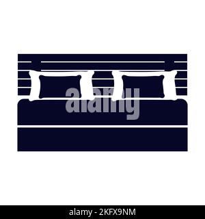 Bed icon on white background. Vector illustration. Colorful graphic set of beds with pillows. Modern bedroom furniture. Flat style vector illustration Stock Vector