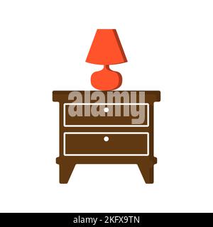 Furniture cabinet, home drawer, table design flat vector illustration. Home interior design element made of natural materials. Vector flat style Stock Vector