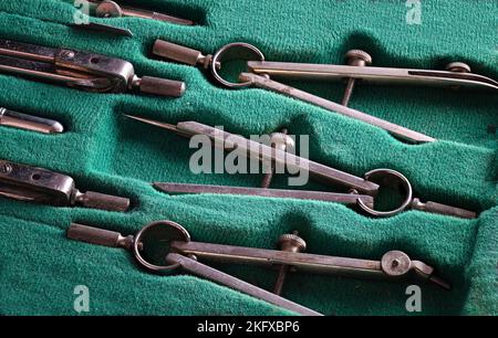 Vintage Drafting Tool Set close up Stock Photo