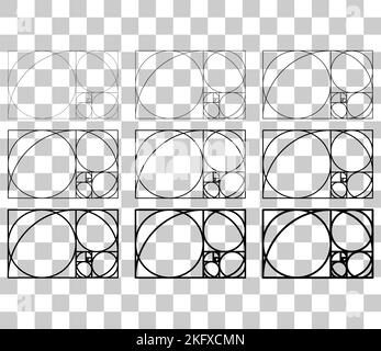 Set of Golden ratio minimalistic icon. Geometric shapes flat proportion ...