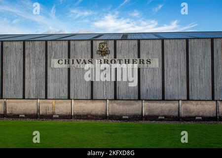 Chivas Brothers Whisky bonded warehouses at Clydebank, Scotland, Stock Photo