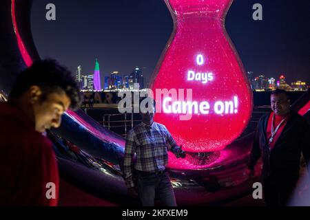 Doha, Qatar. 20 November, 2022. Doha, Katar. 20th Nov, 2022. The countdown on the Countdown Clock in Doha marks the start of the 2022 FIFA World Cup in Qatar on 20. November, 2022. Photo: Igor Kralj/PIXSELL Credit: Pixsell photo & video agency/Alamy Live News Stock Photo