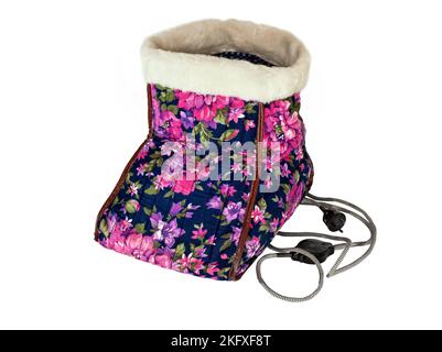 Electric heating pad on white background. Stock Photo