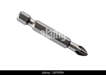 Screwdriver bit isolated on a white background. Screwdriver bit Stock Photo