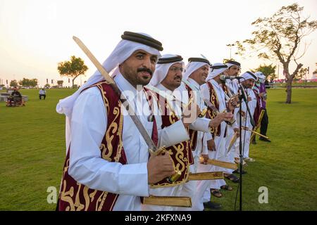 Doha, Qatar. 20th Nov, 2022. Atmosphere with supporters and dances around Al Bayt stadium for the opening ceremony of the FIFA World Cup Qatar 2022, in Doha, Qatar on November 20, 2022. Photo by Ammar Abd Rabbo/ABACAPRESS.COM Credit: Abaca Press/Alamy Live News Stock Photo