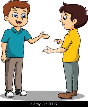 Two boys talking to each other cute cartoon vector illustration Stock Vector