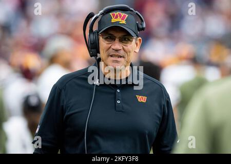 Houston, TX, USA. 20th Nov, 2022. Washington Commanders quarterback Sam  Howell (14) during a game between