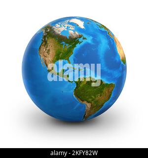 Planet Earth globe, highly detailed. Satellite view of the world, focused on North and South America - elements furnished by NASA Stock Photo