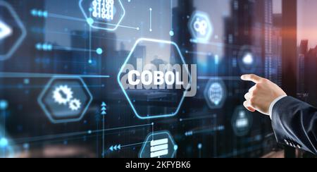 Cobol. Common Business Oriented Language. Computer programming language designed for business use Stock Photo