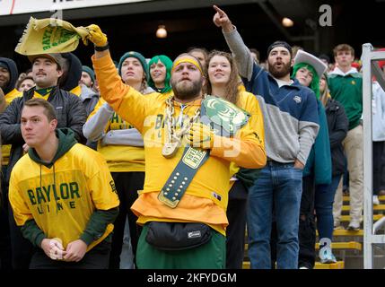Waco, Texas, USA. 19th Nov, 2022. Baylor Bears fans during the 2nd half of the NCAA Football game between the TCU Horned Frogs and Baylor Bears at McLane Stadium in Waco, Texas. Matthew Lynch/CSM/Alamy Live News Stock Photo