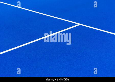 Blue paddle tennis court. Blue court with white lines. Horizontal sport poster, greeting cards, headers, website Stock Photo