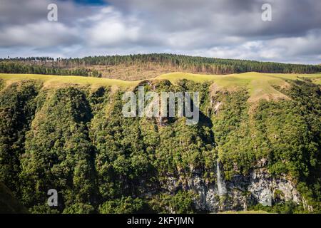 Canyon Boa vista and waterfall, dramatic landscape in Southern Brazil Stock Photo