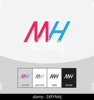 Letter MH logo design vector. Vector illustration. Red Stock Vector