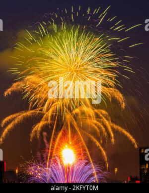 Bergen annual Light Festival eith fireworks Stock Photo