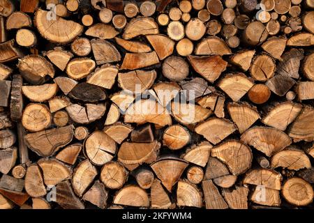 Pile of firewood close up Stock Photo