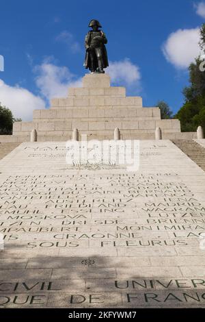 Napoleon Bonaparte monument at Place d'Austerlitz, Ajaccio, Corsica Island, France. Stock Photo