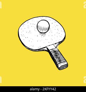 Ping Pong or Table Tennis Icon. Sketch and Vintage Stock Vector