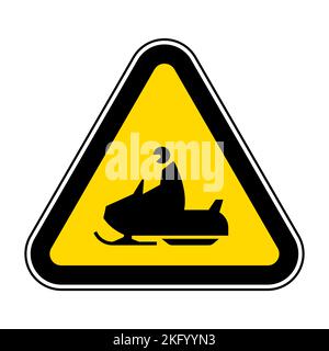Snowmobile Crossing Sign On White Background Stock Vector