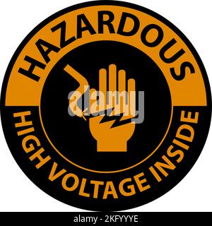 Warning Hazardous High Voltage Inside Sign On White Background Stock Vector
