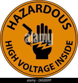 Warning Hazardous High Voltage Inside Sign On White Background Stock Vector