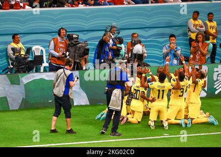 Doha, Qatar. 20th Nov, 2022. DOHA, QATAR, Al Khor, 20. November 2022: Celebration, Team Ecuador, Credit: SPP Sport Press Photo. /Alamy Live News Stock Photo