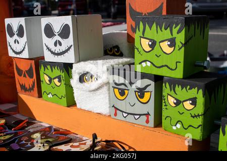 classic Halloween characters images on bolcks squards Stock Photo