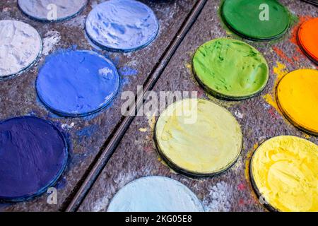 Art Paint Set With Brush and Case Palette / Painting Artist Stock Photo
