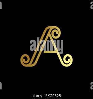 unique letter or word A font with line and motif corner circle image graphic icon logo design abstract concept vector stock initial or monogram Stock Vector