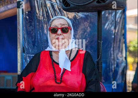 Buenos Aires, Argentina. 18th Feb, 2016. Hebe de Bonafini, historic leader of the Mothers of Plaza de Mayo and human rights activist. Hebe de Bonafini died on Nov 20, 2022, aged 93 at the Hospital Italiano in La Plata, Buenos Aires. (Photo by Patricio Murphy/SOPA Images/Sipa USA) Credit: Sipa USA/Alamy Live News Stock Photo
