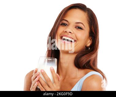 Shes simply gorgeous. Studio shot of an attractive young woman isolated on white. Stock Photo