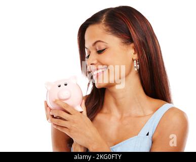 Shes simply gorgeous. Studio shot of an attractive young woman isolated on white. Stock Photo