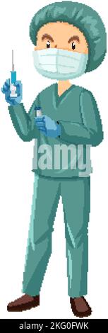 Nurse anaesthetist cartoon character illustration Stock Vector Image ...