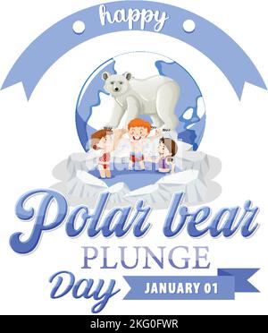 Polar Bear Plunge Day Banner Design illustration Stock Vector