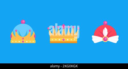 reyes magos crowns in flat design Stock Vector