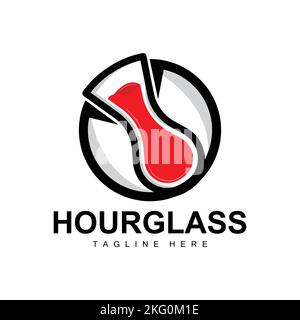 Hourglass Logo, Clock Time Design, Glass And Sand Style, Product Brand Illustration And Template Stock Vector