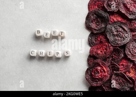 Dried vegetables chips from beet Stock Photo