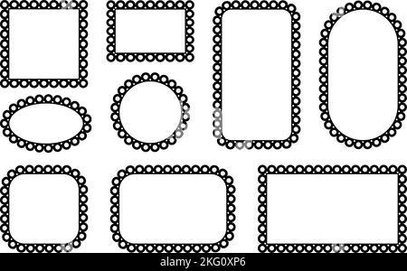 Premium Vector  Circle and square scalloped frames scalloped edge  rectangle and ellipse shapes simple label and sticker form flower  silhouette lace frame vector illustration isolated on white background