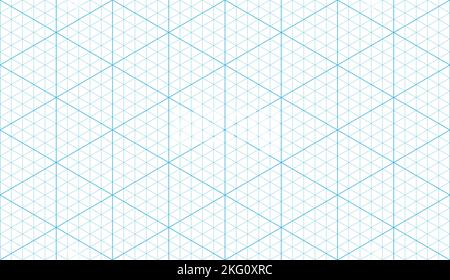 Isometric grid seamless pattern. Outline isometric graph template background. Hexagon and triangles line seamless texture. Vector illustration on Stock Vector