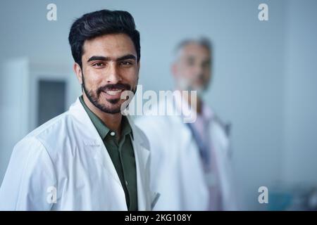 Portrait of young doctor at hospital room. Stock Photo