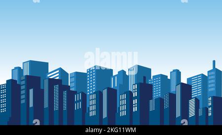 The beauty of the city silhouette with a foggy sky panorama Stock Vector